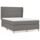 Cumpara ieftin Pat box spring cu saltea, gri inchis, 140x200 cm, textil