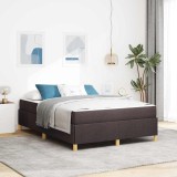 Cumpara ieftin Pat cu arcuri Maro &icirc;nchis și Alb 140 x 190 cm țesătură