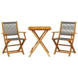 Cumpara ieftin Set mobilier bistro, 3 piese, gri, polipropilena si lemn masiv