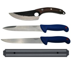 Set macelarie DEPOX&reg;, cutite bucatarie, injunghiat si suport magnetic, otel inoxidabil