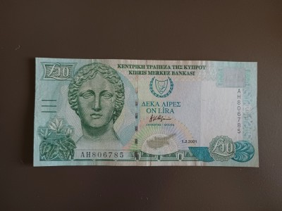 Bancnotă 10 Lire Cipru 2001 foto