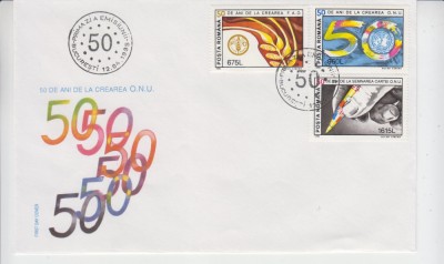 C12 - FDC Romania - 50 de ani de la crearea ONU - LP1373 - 1995 foto