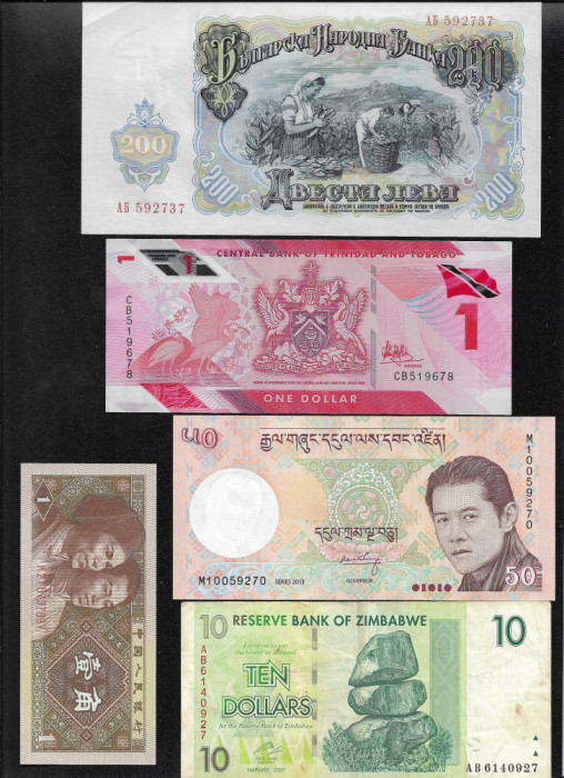 Set 5 bancnote de prin lume adunate (cele din imagini) #179