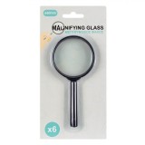 Lupă din plastic, mărire 6x, diametru lentilă 6 cm, negru, CMCLASS