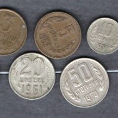 URSS (RUSIA) - LOT 7 MONEDE 2, 3, 5, 10, 15, 20, 50 COPEICI, ANI DIFERITI (1)