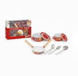 Set de joaca vase bucatarie din otel decorat 8 piese