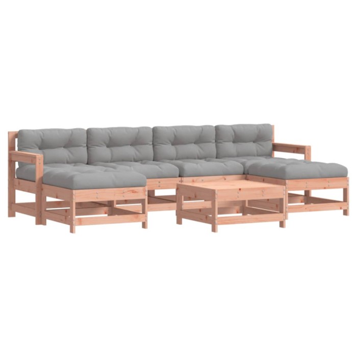 Set mobilier de gradina cu perne, 7 piese, lemn masiv douglas
