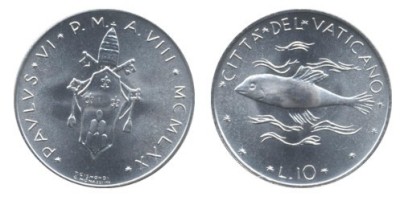 Vatican 1970 - 10 lire UNC foto