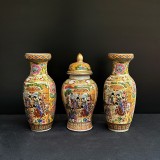 Set vaze decorative mici din ceramică, tehnică pirogravură &ndash; China