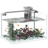 PawHut Acvariu pentru Pești Roșii din Sticlă cu Lumini LED cu Filtru și Pompă de Apă, 38x26x27 cm, Alb | Aosom Romania