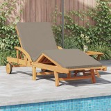 Cumpara ieftin Șezlong cu pernă Gri taupe 200 x 67 x 84cm Lemn masiv de acacia