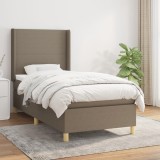 VidaXL Pat box spring cu saltea, gri taupe, 90x190 cm, textil