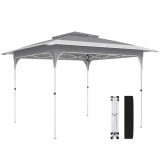 Outsunny Pavilion Pliabil 3.5x3.5 m Pop Up, Montare Ușoară cu Buton Central, Pavilion de Grădină Reglabil pe &Icirc;nălțime cu Acoperiș Dublu, Geantă de Tra