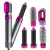 Perie Par 5 in 1 Multifunctionala Rohs Hot Air Styler, 1000W, Uscare Rapida, 3 Temp, Ceramica, Gri/Roz, Cablu 360&deg;, Par Uscat/Umed