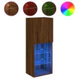 Cumpara ieftin Comoda TV cu lumini LED, stejar maro, 40,5x30x102 cm