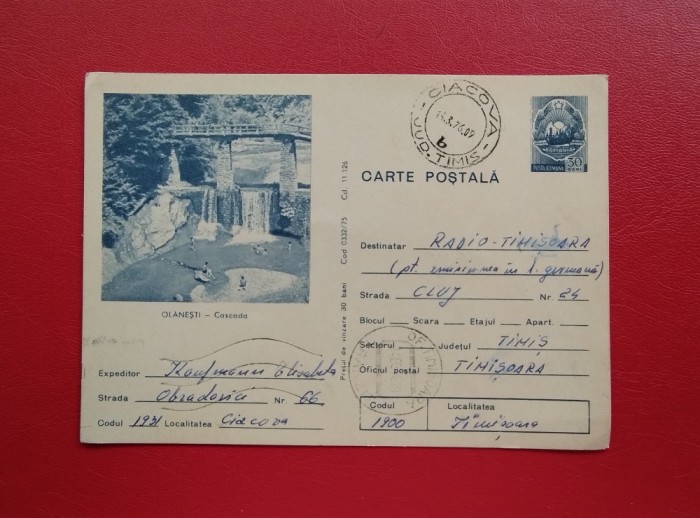 1975 - INTREG POSTAL - OLANESTI - CASCADA