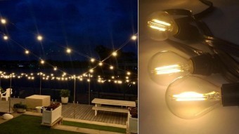 Ghirlanda Luminoasa de Exterior, cu 1 Bec Edison Led/m, Lungime 30 m, lumina calda foto