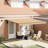 vidaXL Marchiză manuală retractabilă cu dungi LED multicolore 400x350 cm