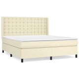 Cumpara ieftin Pat box spring cu saltea, crem, 180x200 cm, piele ecologica