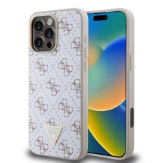 Husa originala Guess iPhone 16 Pro Max Hardcase 4G Triangle Metal Logo, alb, GUHCP16XPG4GPH foto