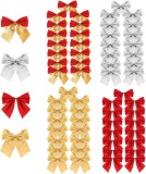 Set de 60 fundite pentru Craciun Hongyans, rosu/auriu/argintiu, poliester, 5 x 6 cm