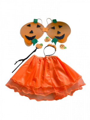 Set 4 accesorii fetita, Halloween, fustita Tull, bagheta, aripi si bentita, 3-5 foto