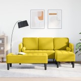 Canapea de Grădină vidaXL cu băncuță și perne &icirc;n formă de L din catifea galbenă, Canapea &icirc;n formă de L vidaXL Galben 173x131x67 cm Catifea, Băncuță vi