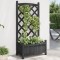 Jardiniera cu spalier, negru, lemn masiv de brad