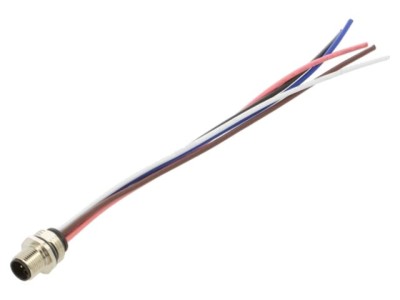 Conector M12 tată 5 pini 16A 63V IP67 drept cu cablu 0,2m LUTRONIC foto