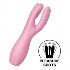 Vibrator Threesome 3 Satisfyer Silicon USB Roz 14 cm