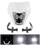 Cumpara ieftin Carena si far LED fata pentru motociclete, Alba, cu faza scurta si lunga , Model universal pentru ENDURO Trail Streetfighter