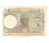 Africa Occidentala Franceza 1943 - 5 franci, circulat