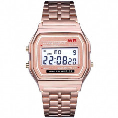 Ceas Electronic Digital Retro iUni WR1, Curea Metalica, Rose Gold foto