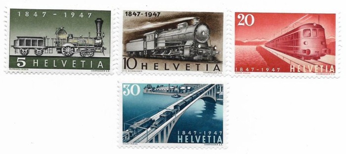 Elvetia (2) - Centenarul Căilor Ferate Elvețiene, 1947 - serie neobliterata