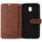 Husa tip carte cu stand denim rosu cu maro (model 1) pentru Samsung Galaxy J5 2017