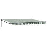 vidaXL Copertină retractabilă manuală Verde și alb 4 x 2 m 3419093