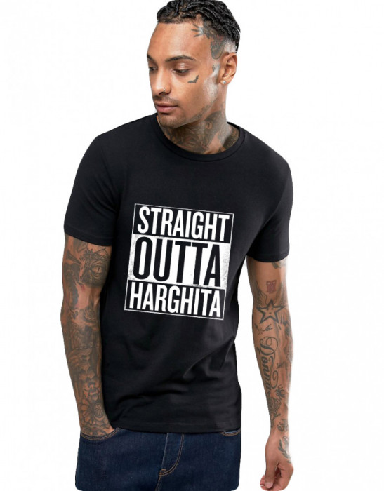 Tricou negru barbati - Straight Outta Harghita - 2XL