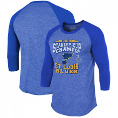 St. Louis Blues tricou de bărbați cu mânecă lungă 2019 Stanley Cup Champions The City Never Sleeps Raglan Tri-Blend - M