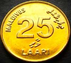 Moneda exotica 25 LAARI - I-le MALDIVE, anul 2008 *cod 2043 = UNC