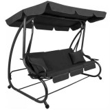 Balansoar gradina, Springos, 3 locuri, cu plasa insecte, gri, 215x125x165 cm, functie pat, max 280 kg GartenVIP DiyLine