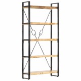 Cumpara ieftin Biblioteca cu 5 rafturi, 90 x 30 x 180 cm, lemn masiv de mango