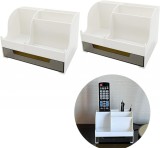 Set de 2 organizatoare de birou JinPhon, PVC, alb, 16 x 11.5 x 10.7 cm