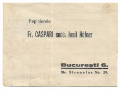 A1025 Scrisoare de oferta pepinierele Caspari perioada interbelica foto