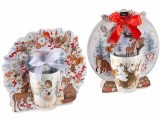 Set 2 cani Craciun portelan multicolor in cutie cadou RY &Oslash; 8 cm x 10,5 H, 300 ml