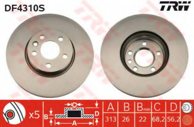 Disc frana VW TRANSPORTER IV bus (70XB, 70XC, 7DB, 7DW, 7DK) (1990 - 2003) TRW DF4310S foto