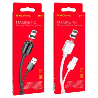 Cablu de Incarcare , Cap magnetic detasabil, BOROFONE BX57, USB la Apple Lightning, 1m 2A , Alb Blister foto