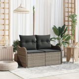 Sofa de gradina cu 2 locuri Gossi cu perne gri din poliratan