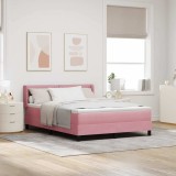 Cumpara ieftin Pat cu arcuri cu headboard Manual Roz 200 x 140 cm Catifea