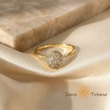 Inel Aura Cristalina , Inel placat cu 3 straturi de aur 14K, marime 7