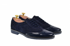 Pantofi barbati oxford - eleganti din piele naturala bleumarin (varf lacuit) L870LVBLM foto